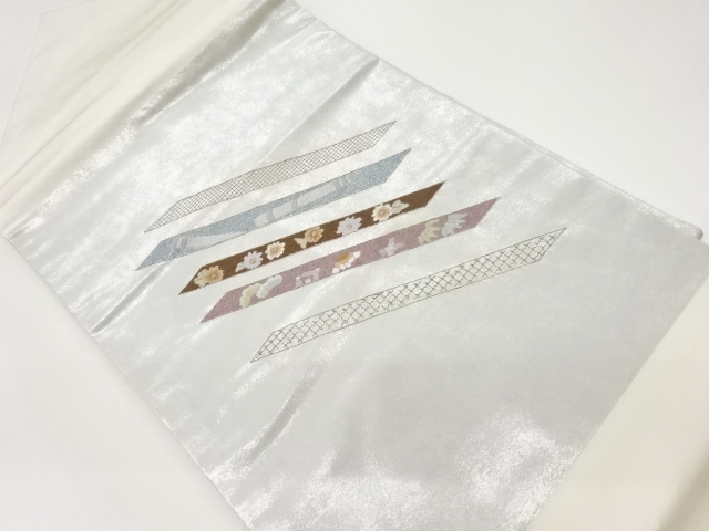 JAPANESE NAGOYA OBI / EMBROIDERY / FLOWERS